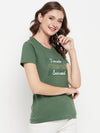 Cantabil Women Green Round Neck T-Shirt (7135529271435)