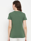 Cantabil Women Green Round Neck T-Shirt (7135529271435)