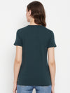 Cantabil Women Bottle Green Round Neck T-Shirt (7135537594507)