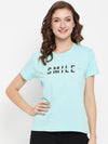 Cantabil Women Aqua Round Neck T-Shirt (7135550210187)