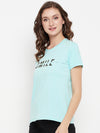 Cantabil Women Aqua Round Neck T-Shirt (7135550210187)