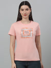 Cantabil Women's Pink Printed Sequence Work Round Neck Casual T-shirt For Summer