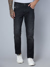 Cantabil Black Solid Cotton Denim Flat Front Mid Rise Full Length Regular Fit Casual Jeans For Men