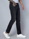 Cantabil Black Solid Cotton Denim Flat Front Mid Rise Full Length Regular Fit Casual Jeans For Men