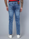 Cantabil Blue Solid Cotton Denim Flat Front Mid Rise Full Length Regular Fit Casual Jeans For Men