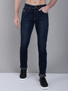 Cantabil Blue Solid Cotton Denim Flat Front Mid Rise Full Length Regular Fit Casual Jeans For Men (7162839597195)