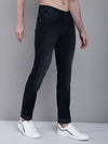 Cantabil Navy Blue Solid Cotton Denim Flat Front Mid Rise Full Length Regular Fit Casual Jeans For Men (7162843922571)