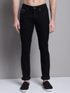 Cantabil Black Solid Cotton Denim Flat Front Mid Rise Full Length Regular Fit Casual Jeans For Men (7162852671627)