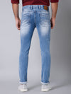 Cantabil Cotton Denim Flat Front Mid Rise Full Length Regular Fit Light Blue Solid Casual Jeans For Men