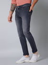 Cantabil Cotton Denim Flat Front Mid Rise Full Length Regular Fit Grey Solid Casual Jeans For Men