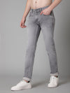 Cantabil Grey Solid Cotton Denim Flat Front Mid Rise Full Length Regular Fit Casual Jeans For Men