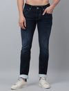 Cantabil Cotton Denim Flat Front Mid Rise Full Length Regular Fit NavySolid Casual Jeans For Men