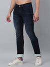 Cantabil Cotton Denim Flat Front Mid Rise Full Length Regular Fit Carbon Blue Solid Casual Jeans For Men