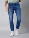 Cantabil Cotton Denim Flat Front Mid Rise Full Length Regular Fit Blue Solid Casual Jeans For Men