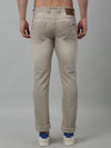 Cantabil Beige Solid Mid Rise Full Length Stretchable Jeans For Men