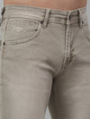 Cantabil Beige Solid Mid Rise Full Length Stretchable Jeans For Men