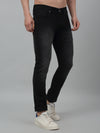 Cantabil Black Solid Mid Rise Full Length Stretchable Jeans For Men