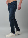 Cantabil Blue Solid Mid Rise Full Length Stretchable Jeans For Men