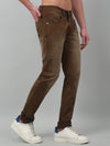 Cantabil Brown Solid Mid Rise Full Length Stretchable Jeans For Men