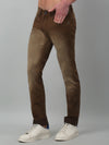 Cantabil Brown Solid Mid Rise Full Length Stretchable Jeans For Men