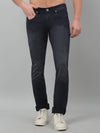 Cantabil Navy Blue Solid Mid Rise Full Length Stretchable Jeans For Men