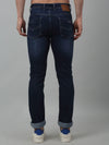 Cantabil Dark Blue Solid Mid Rise Full Length Stretchable Jeans For Men