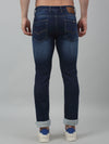 Cantabil Dark Blue Solid Mid Rise Full Length Stretchable Jeans For Men