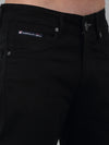 Cantabil Black Solid Mid Rise Full Length Stretchable Jeans For Men