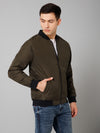 Cantabil Solid Full Sleeves Mock Collar Regular Fit Olive Casual Reversible Jacket For Men