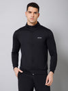 Cantabil Solid Full Sleeves Mock Collar Regular Fit Full Zipper Front Men Black Active Wear Jacket