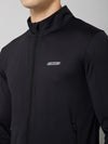 Cantabil Solid Full Sleeves Mock Collar Regular Fit Full Zipper Front Men Black Active Wear Jacket