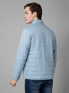 Cantabil Solid Sky Blue Full Sleeves Mock Collar Regular Fit Reversible Puffer Jacket for Men