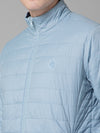 Cantabil Solid Sky Blue Full Sleeves Mock Collar Regular Fit Reversible Puffer Jacket for Men