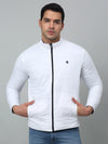 Cantabil Solid White Full Sleeves Band Collar Regular Fit Reversible Jacket for Men