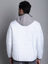 Cantabil Color Blocked White Full Sleeves Hooded Neck Regular Fit Casual Jacket for Men