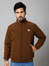 Cantabil Solid Full Sleeves Mock Collar Regular Fit Brown Casual Reversible Jacket for Mens