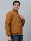 Cantabil Solid Full Sleeves Band Collar Regular Fit Mustard Casual Jacket for Men