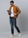 Cantabil Solid Full Sleeves Band Collar Regular Fit Mustard Casual Jacket for Men