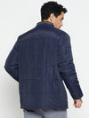 Cantabil Solid Navy Blue Full Sleeves Mock Collar Regular Fit Casual Jacket for Men
