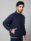 Cantabil Solid Full Sleeves Mock Collar Regular Fit Navy Blue Casual Reversible Jacket for Men