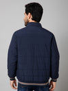 Cantabil Solid Full Sleeves Mock Collar Regular Fit Navy Blue Casual Reversible Jacket for Men