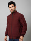 Cantabil Solid Full Sleeves Mock Collar Regular Fit Wine Casual Reversible Jacket For Men