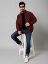 Cantabil Solid Full Sleeves Mock Collar Regular Fit Wine Casual Reversible Jacket For Men