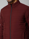 Cantabil Solid Full Sleeves Mock Collar Regular Fit Wine Casual Reversible Jacket For Men