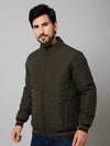 Cantabil Solid Full Sleeves Mock Collar Regular Fit Olive Casual Reversible Jacket For Men