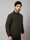 Cantabil Solid Full Sleeves Mock Collar Regular Fit Olive Casual Reversible Jacket For Men