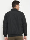Cantabil Solid Black Full Sleeves Mock Collar Regular Fit Reversible Casual Jacket for Men