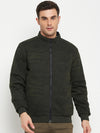 Cantabil Solid Black Full Sleeves Mock Collar Regular Fit Reversible Casual Jacket for Men
