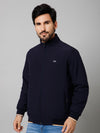 Cantabil Solid Full Sleeves Mock Collar Regular Fit Navy Blue Casual Reversible Jacket For Men