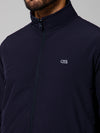 Cantabil Solid Full Sleeves Mock Collar Regular Fit Navy Blue Casual Reversible Jacket For Men